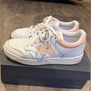 New Balance 470 White & Pale Pink/Peach Sneakers